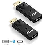 KPTEC 2 Pack Gold Plated DisplayPort to HDMI HDTV Adapter Converter Dongle, Male to Female - Black