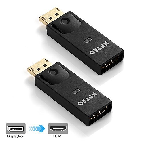 KPTEC 2 Pack Gold Plated DisplayPort to HDMI HDTV Adapter Converter Dongle, Male to Female - Black