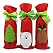 Homecube Christmas Wine Bottle Cover Decorative - 3pcs Red Wine Bags Gift with Bow Tie Christmas Set - Santa Claus & Reindeer & Christmas Tree for Party Hotel Kitchen Table Decor