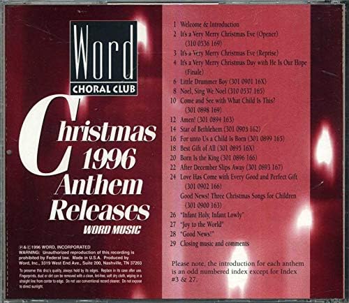 Word Choral Club Christmas 1996 Anthem Releases Audio CD – 1996