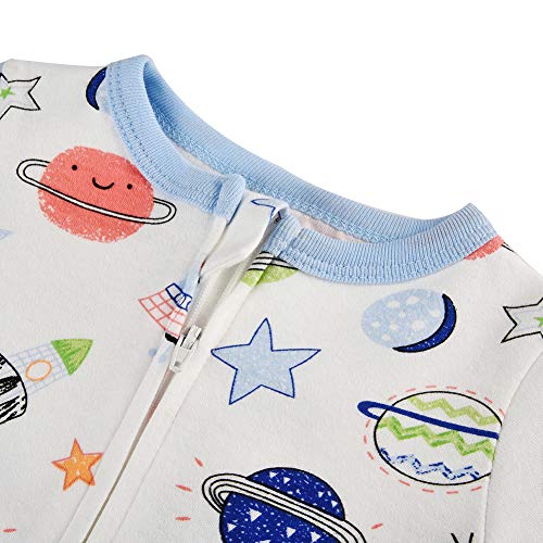 Baby Footed Pajamas Zipper with Mittens - 3 Packs Cotton Baby Boys' One-Piece Footies Onesie Pjs Sleep and Play Overall(Space/Vehicle/Whale,6-9 Months) - Thumbnail 3