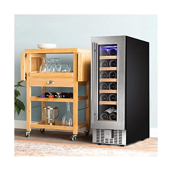 AGLUCKY-12-Wine-CoolerChiller-Built-in-or-Freestanding-Beverage-Refrigerator-Single-Bottle-Area-with-Stainless-Steel-Double-layer-Tempered-Glass-Door-17-Bottles