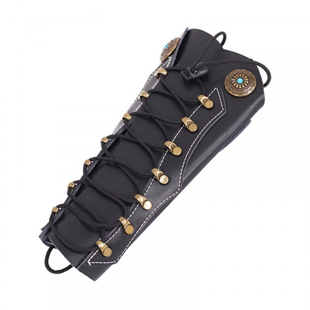 Archery Arm Guards ,Forearm Protection Guards Adjustable Leather Gauntlet Wristband Medieval Armor Bracers for Hunting Shooting