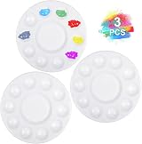 JCF 3 PCS Round Paint Tray Palette 6.7in with 10 Wells 1 Central Reservoir view 1