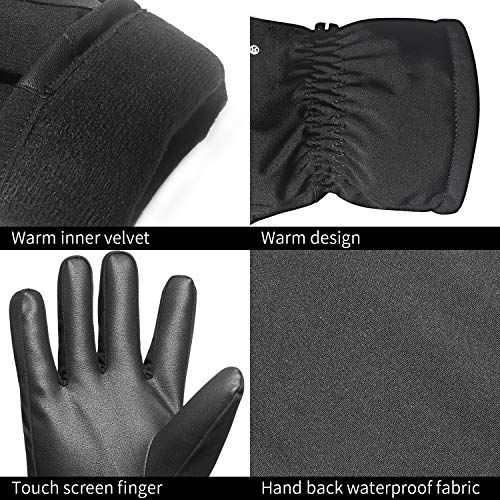 SKDK Outdoor Gloves Lightweight Touchscreen Windproof Warm Touchscreen Gloves Men Women for Cycling Running Sports (Black-Thicken, S)