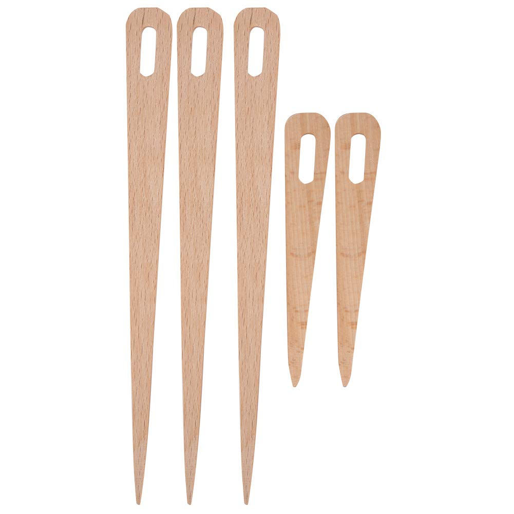 TOPINCN 5Pcs Wooden Big Eye Knitting Needles, Versatile Lightweight Tools for Sewing & Knitting, Ideal for DIY Embroidery & Woven Carpets