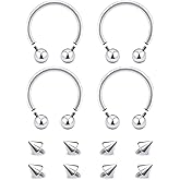 Oufksiyy 16g Septum Rings Internally Threaded Surgical Steel Septum Jewelry Lip Rings Hoop Labret Jewelry Horseshoe Earrings Daith Piercing Jewelry for Women Men 8mm 10mm