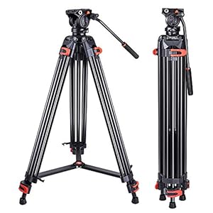 Heavy Duty Tripod Professional Video Tripod Aluminium 72inch with 360 Degree Fluid Head for Canon Nikon DSLR Camcorder…