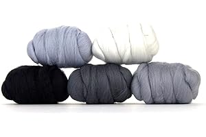 Revolution Fibers | Mixed Merino Wool Variety Pack | Perfect Wool Roving for Spinning, Needle Felting, Wet Felting, Weaving and Crafting (Hazy Gray (Grays), 250 Grams)