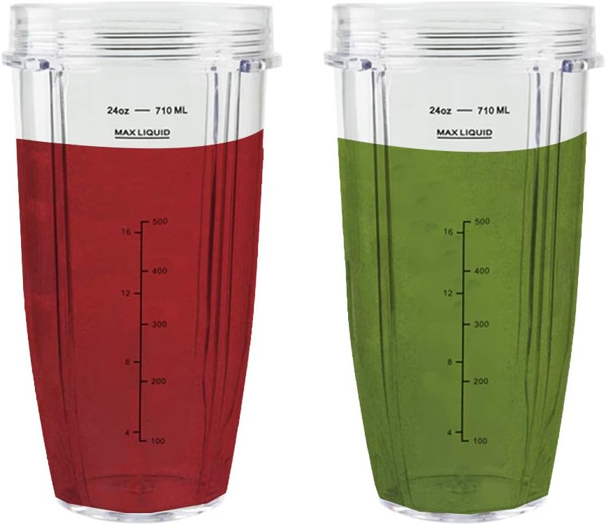 Blender Cups for Ninja Blender, 24OZ Cup with Sip & Seal Lids, Compatible with Nutri Ninja Auto IQ Series Blenders BL450 BL454 BL456, BL480, BL490, BL640, BL642, BL680 BL687 (2 Pcs): Kitchen & Dining