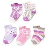 SUNBVE 5 Pack Girls Loli Rabbit Series Cotton Seamless Socks (5-7Years)