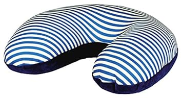 moses. Fernweh Nackenkissen in blau für Reisen | 2-in-1 Nackenhörnchen und Kopfkissen | Kissen mit blau-weiß gestreiftem Moti
