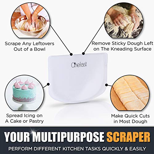 Chefast Banneton Proofing Basket Set: Combo Kit of 9.5" Natural Rattan Basket with Brotform Cloth Liner, 8 Bread Stencils and Bowl/Dough Scraper + Instructions - Make Perfectly Round Sourdough Boules