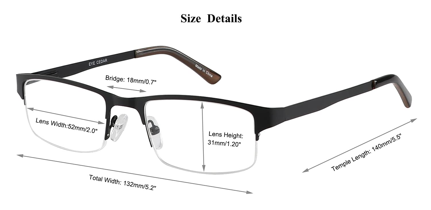 EYECEDAR 5Pack Reading Glasses for Men Women Metal HalfFrame Square