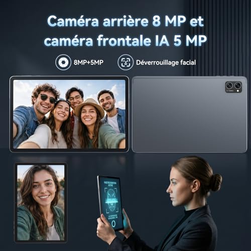 TABWEE Android 16 Tablette avec Clavier - 24 Go+ 256 Go(2To TF), Octo-Core, Gemini AI 3.1Pro, Widevine L1, Tablette 10 Pouces, 5000 mAh, 8 MP+ 5MP, Face ID, GPS (Garantie de 4 Ans)