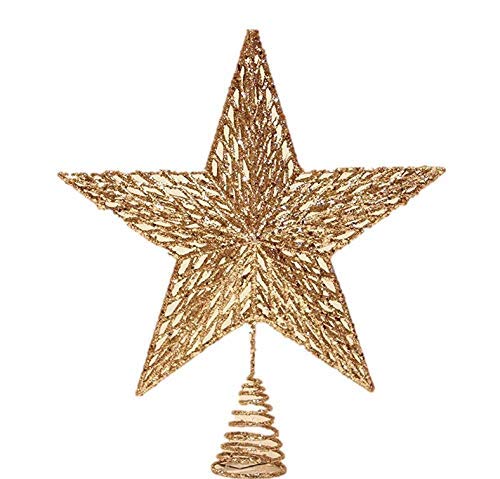 Gisela Graham Christmas White Gold Colour Glitter Tree Top Star Topper 32cm