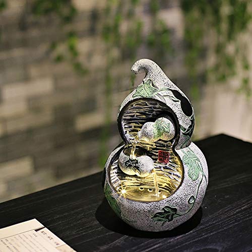 MQW Creative Gourd Shape Resin Flowing Water Decoration Living Room Office Desktop Humidifier Bedroom Hotel Restaurant Art Ornament Delicate and Beautiful (Size : 202030cm)