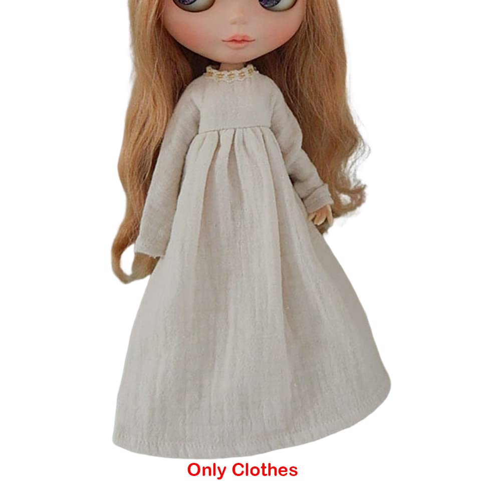 XiDonDon Doll Clothing Extra Long Robe for Blyth,Ob24,Licca,Azone BJD Doll Clothes Toys Accessories Gifts (Off-White) (Only Clothes)