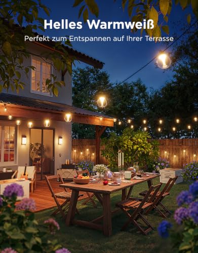 Govee RGBWIC Outdoor Fairy Lights, 15 m, LED Fairy Lights with 16 Million Colours and 111 Scene Modes, 1200 lm, Music Synchronisation with Alexa, Google Assistant & Matter, Ideal for Patio, Balcony, Garden