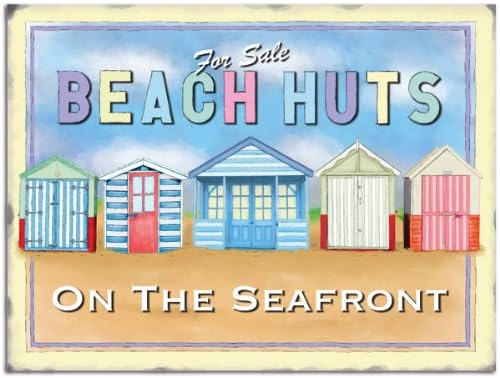Original Metal Signs Beach Huts Large Metal Sign, 40cm x 30cm