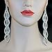 CHRAN Sparkling Rhinestone Long Drops Link Dangle Earrings Women Bridal Jewelry size 4.37