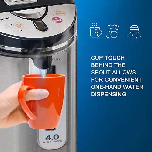 Secura Stainless Steel Water Boiler and Warmer w/Night light | Electric Kettle Water Heater, Tea Pot w/Auto Shut-Off Protection, 4-Quart (2-Year Warranty) - Thumbnail 4