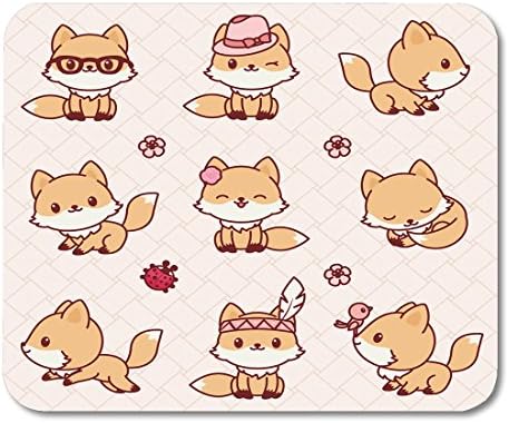 Nakamela Mouse Pads Cartoon Orange Fox Cute Little in Kawaii Style Animal Avatar Mouse mats 9.5" x 7.9" Mouse pad