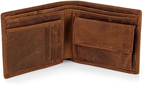 Men's Leather RFID Blocking Slim Fold Wallet Coin Pocket Bifold Wallet