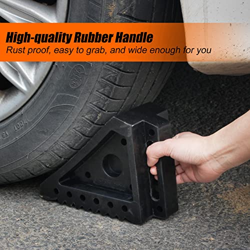Solid Rubber Wheel Chocks 4 Packs, Heavy Duty Tire Chock for Car Travel