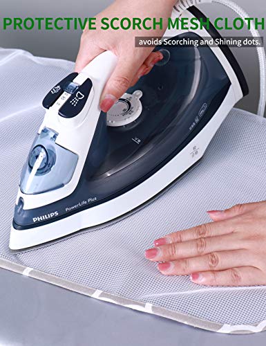 Sunkloof Scorch Resistance Ironing Board Cover and Pad Resists Scorching and Staining Ironing Board Cover with Elasticized Edges and Pad 15"x54" 4 Fasteners and 1 Large Protective Scorch Mesh Cloth