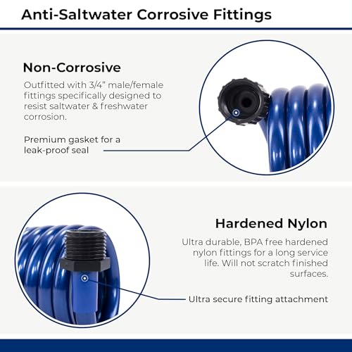 SpringHose Boat Washdown Hose with Nozzle, 3/8-in x 15-ft, Blue photo 10