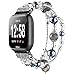 Anjoo Bands for Fitbit Versa/Fitbit Versa Lite Edition Smart Watch, Fashion Jewelry Elastic Stretch Pearl Bracelet Replacement Women Girls Strap Bands for Fit bit Versa Smartwatch - Black/Grey