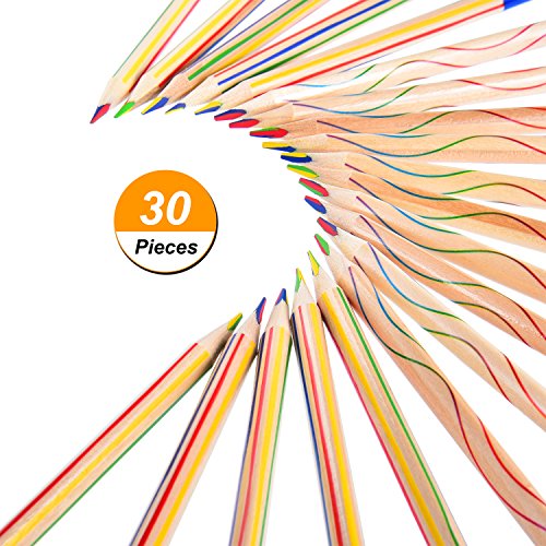 Frienda 30 Pieces Drawing Pencil 4 in 1 Rainbow Colored Pencil Set for Art Drawing, Coloring and Sketching