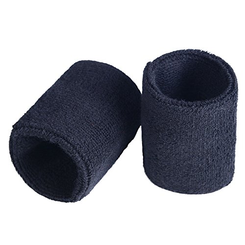 HBY 4 Pairs Athletic Thick Cotton Wristband Sweatband for Sports