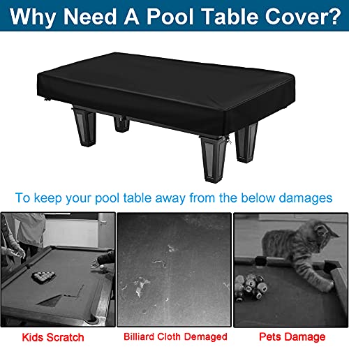 WOMACO 7 8 9 ft Billiard Table Covers Heavy Duty Waterproof 7/8/9 Foot Fitted Pool Table Cover