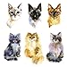 SanerLian Waterproof Temporary Fake Tattoo Stickers Watercolor Yellow Grey Cat Design Set of 2