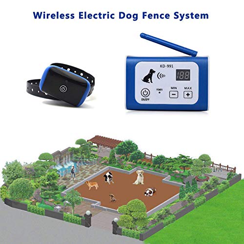 Wireless Electric Dog Fence Pet Containment System, Safe and Effective Anti Over Shock Design, Adjustable Control Range Up to 550YD & Display Distance, 1 Collar Receivers Rechargeable & Waterproof