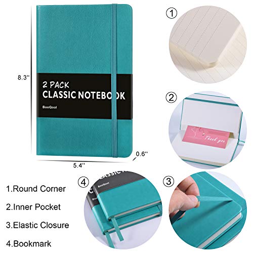 2 Pack Notebooks/Journals - Premium Thick Paper Faux Leather Writing Classic Ruled Notebook, Hard Cover, Large, Lined (5.4 x 8.3) - Thumbnail 5
