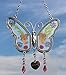 KY&BOSAM Gifts for Grandma Butterfly Suncatcher with Pressed Flower Wings and a Silver Grandma Heart Charm - Stain Glass Panels Grandma Gifts Wind Chime - Mothers Day Birthday Christmas