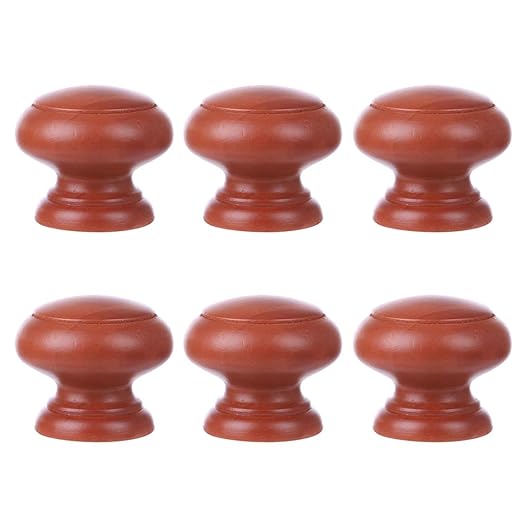 Wolfbush 6 Pcs Wooden Cabinet Knobs Drawer Pulls Round Mushroom