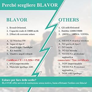 BLAVOR Solar Power Bank 10000 mAh Caricabatterie Solare Portatile LED Impermeabile Antiurto per Il Cellulare iPad… - immagine 3