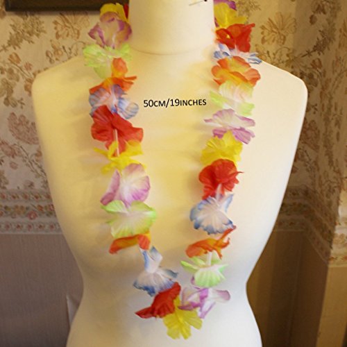 50 x Hawaiian Lei Rainbow Necklace Hula Leis Flower Neck Garland by
