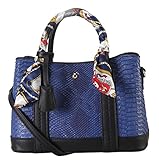 Rimen & Co. PU Leather Snake Skin Pattern Top Handle Handbag Accented with Scarves Décor Enlaced Womens Purse Handbag SW-3610
