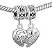 Fit Pandora Charms Silver Plated Heart Mother & Son Family Puzzle Dangle Beads