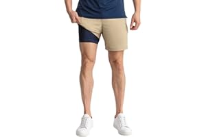 birddogs Mens Khaki Shorts – Casual, Slim Fit, Stretch Short with Built-in Liner for Comfort – Regular Length, 7” Inseam