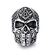 Men's Skull Rings Stainless Steel Masonic Freemason Band Biker Ring Black Silver Size 10