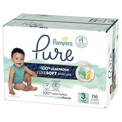 Pampers Pure Protection Baby Diapers, Size (16-28 lbs), 116