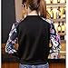Women's Floral Print Baseball Bomber Jacket Varsity Coat Short Button Closure Outwear Top
