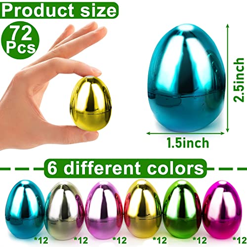 72 Pcs Large Plastic Easter Eggs Bulk 2.5" Metallic Golden Eggs Easter