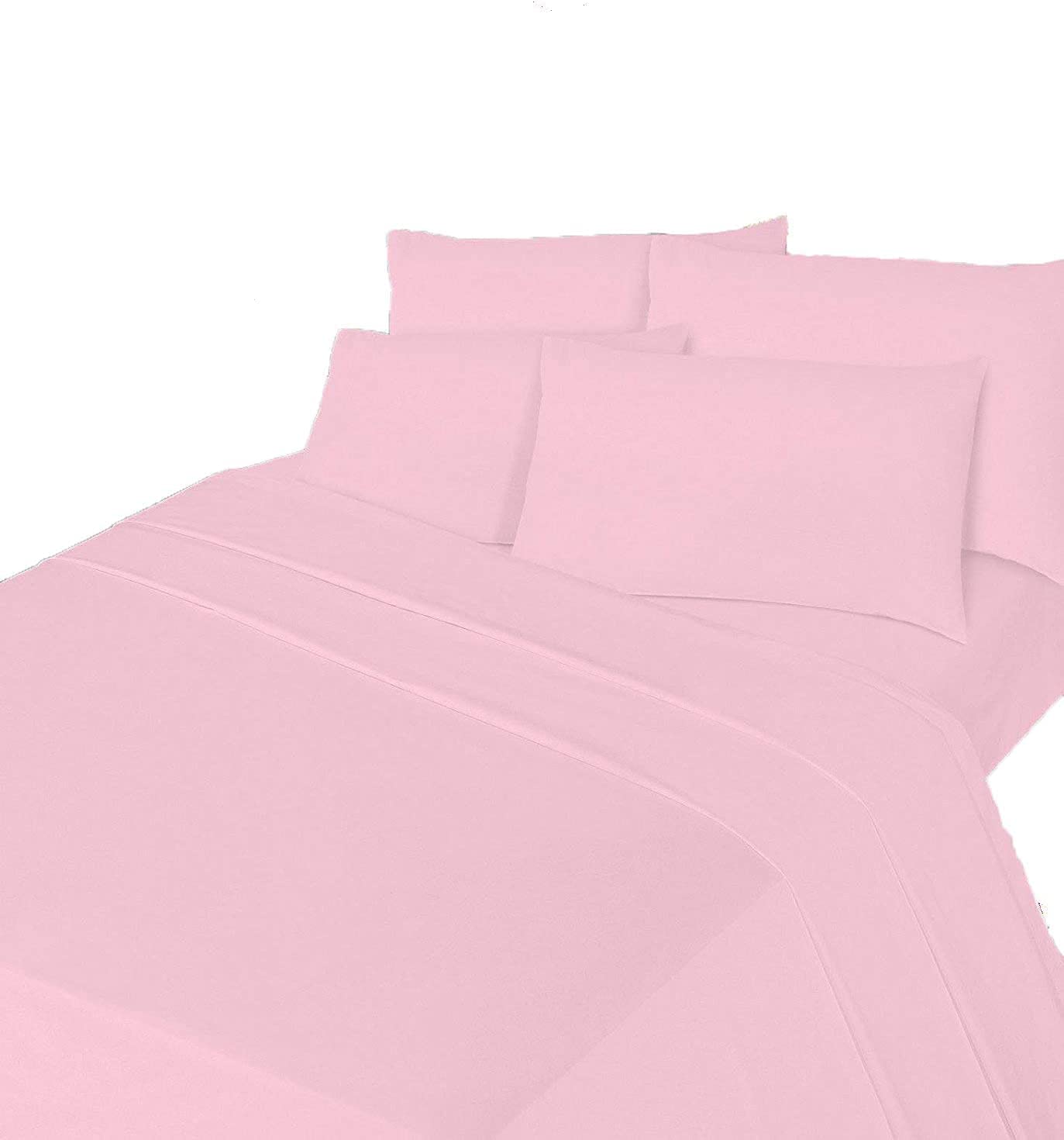 Comfort Collections Luxurious Flannelette Bed Sheet Set 100% Brushed Cotton Includes Fitted Sheet, Flat Sheet and 1 x Matching Pillowcase Bed Sheet Set Pink Single